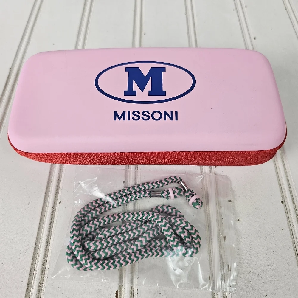 Missoni Sunglasses Case Pink Red Zip Around and Lanyard ONLY‎